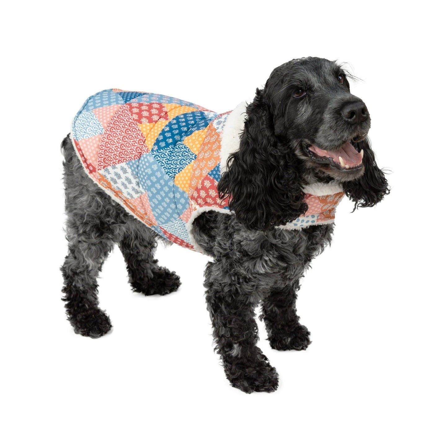 Sherpa Lined Plaid Quilted Multi-Color Winter Coat for Dogs