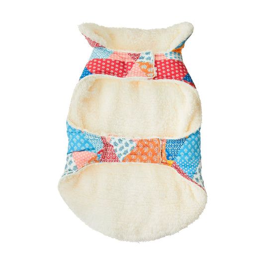 Sherpa Lined Plaid Quilted Multi-Color Winter Coat for Dogs