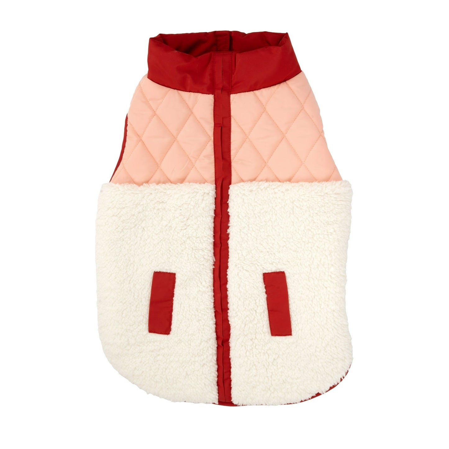 Warm Sherpa-Lined Plaid Quilted Coat For Pet