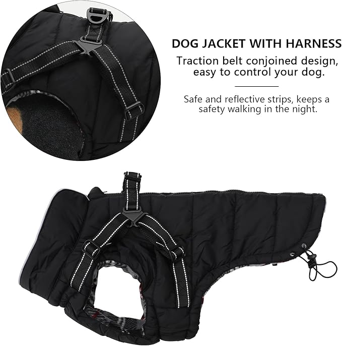 Winter Warm Waterproof Dog Jacket with Harness