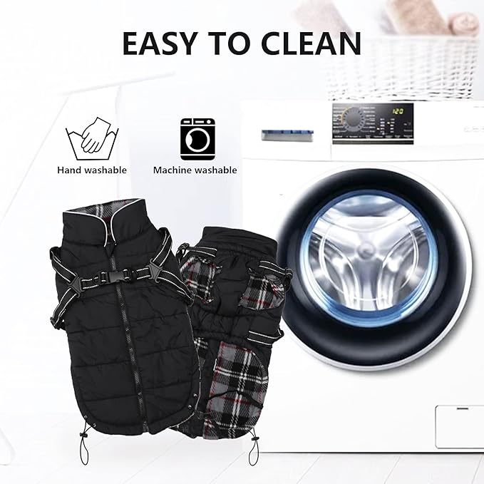 Winter Warm Waterproof Dog Jacket with Harness