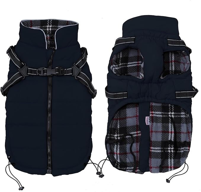 Winter Warm Waterproof Dog Jacket with Harness