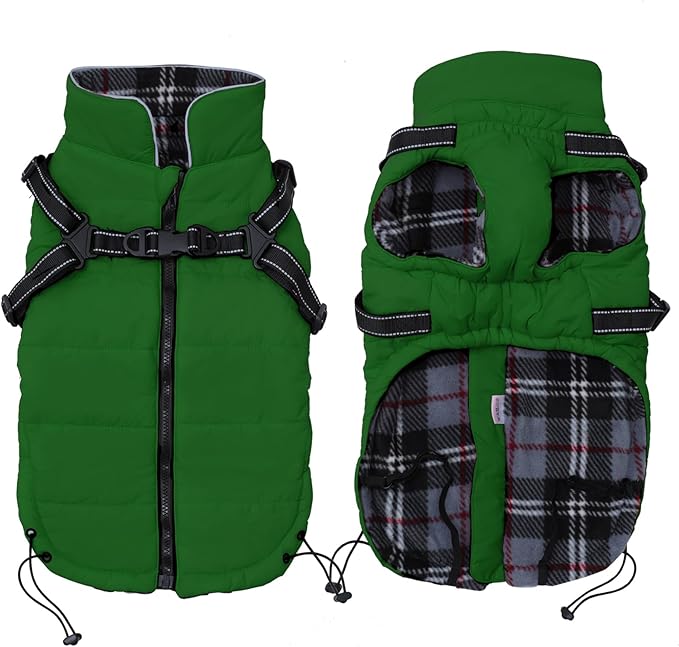 Winter Warm Waterproof Dog Jacket with Harness