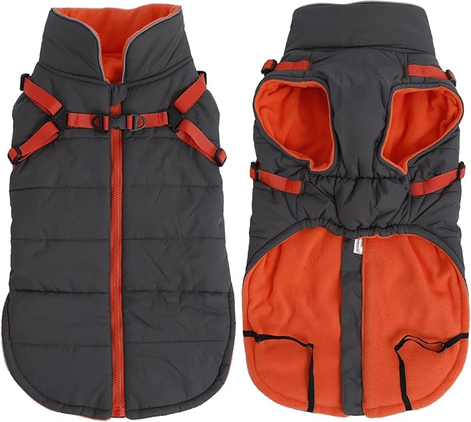 Winter Warm Waterproof Dog Jacket with Harness