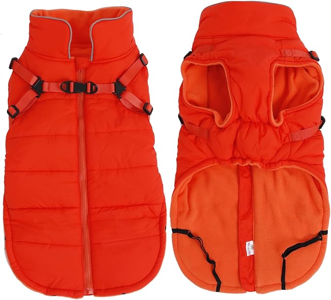 Winter Warm Waterproof Dog Jacket with Harness