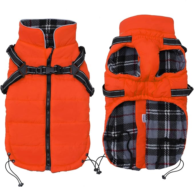 Winter Warm Waterproof Dog Jacket with Harness