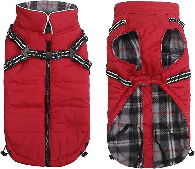Winter Warm Waterproof Dog Jacket with Harness