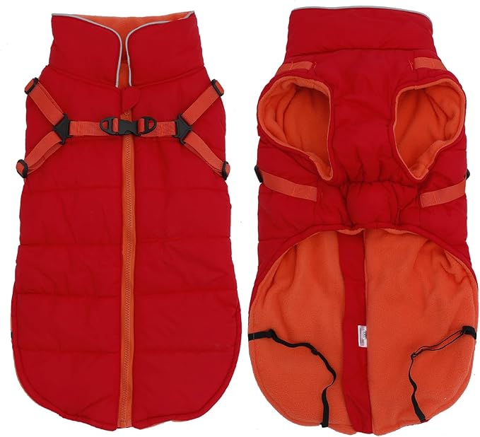 Winter Warm Waterproof Dog Jacket with Harness