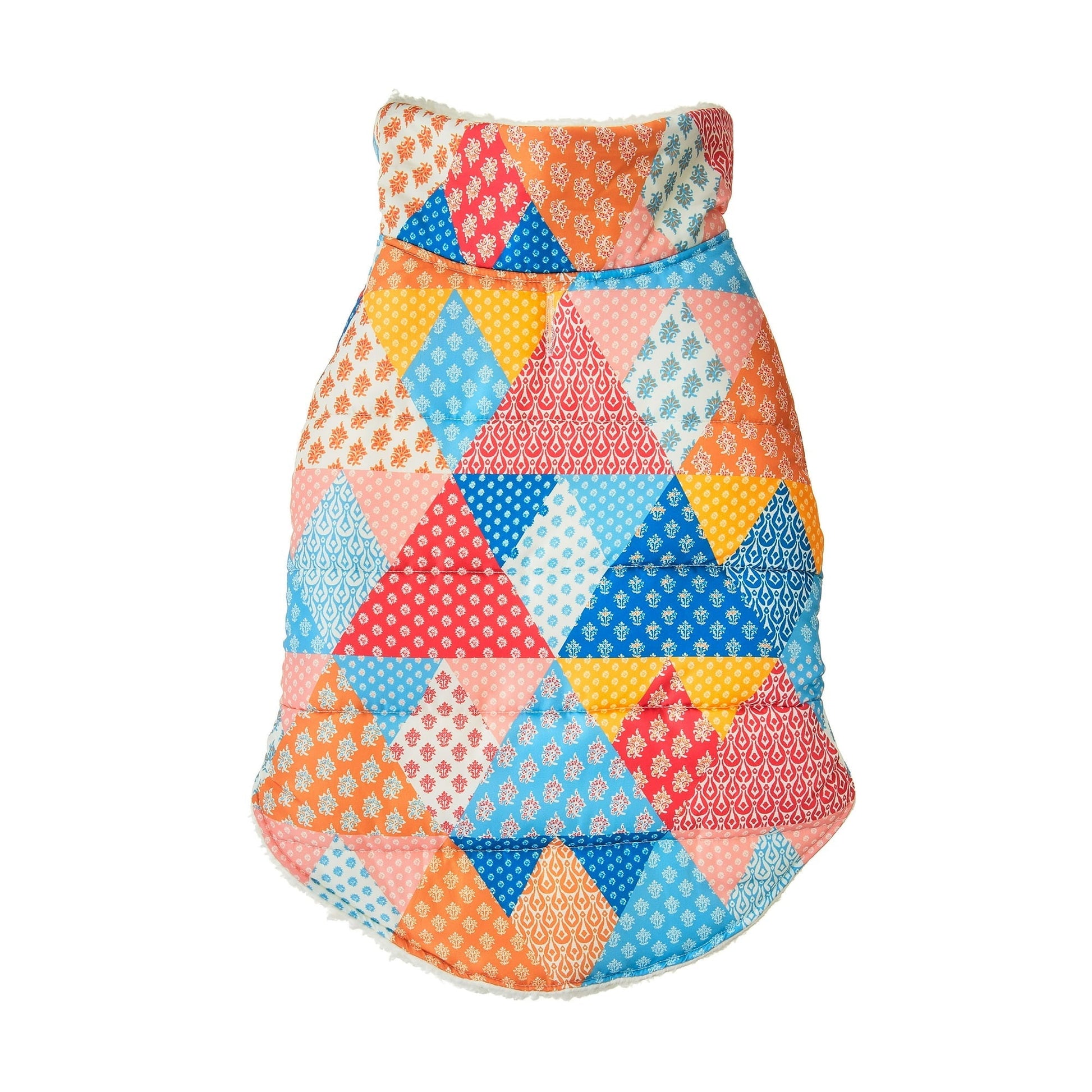 Sherpa Lined Plaid Quilted Multi-Color Winter Coat for Dogs