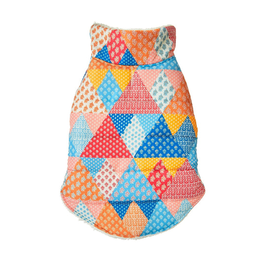 Sherpa Lined Plaid Quilted Multi-Color Winter Coat for Dogs